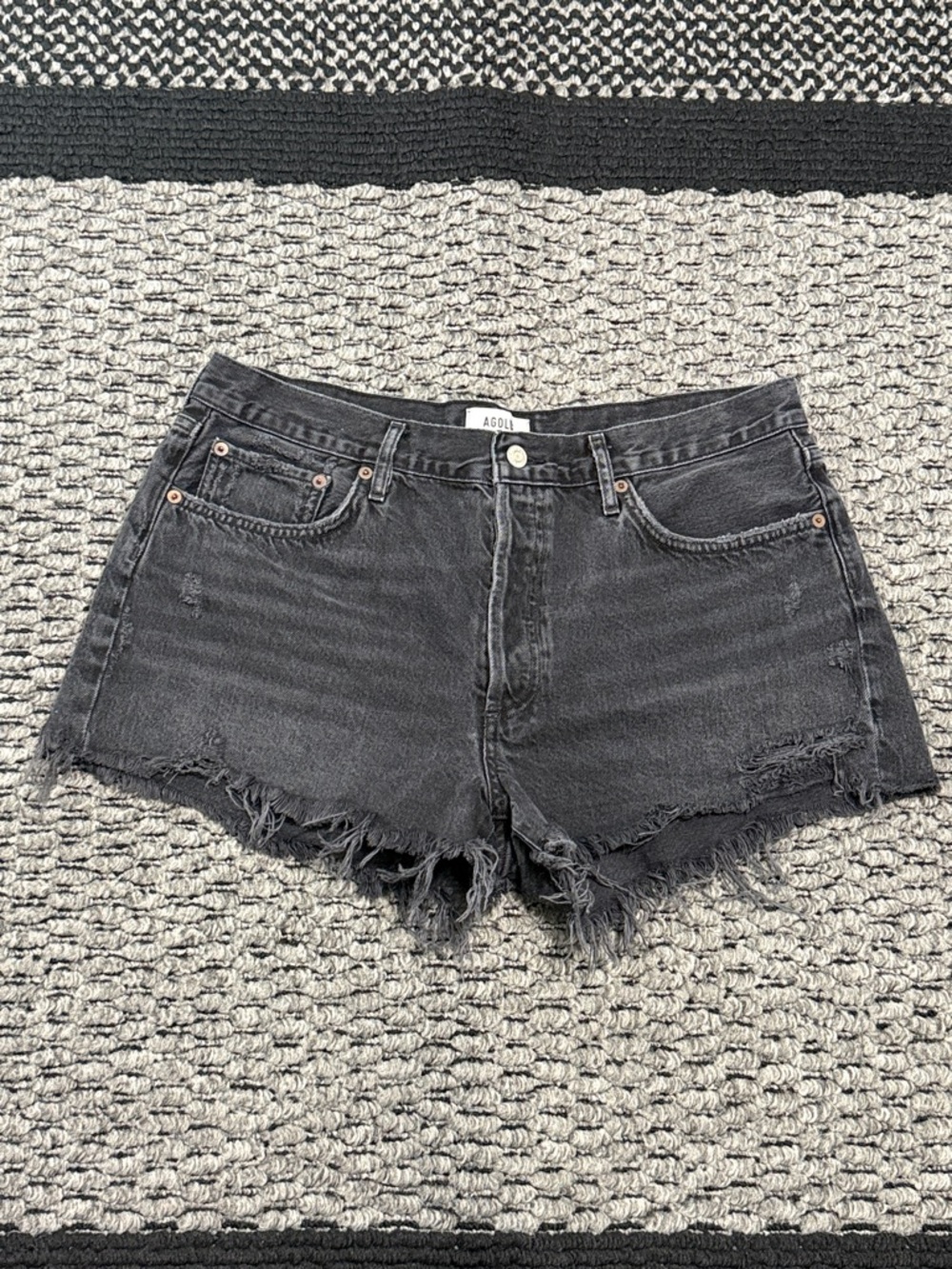 AGOLDE Parker Shorts Women’s Sz 31 High Rise Festival Distressed Denim Boho Y2K